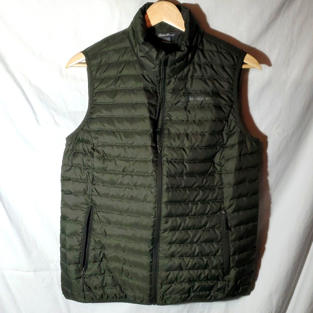 Eddie Bauer CirrusLite Zip Down Vest Olive Green Down Feather 650 Fill S